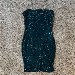 Windsor Teal Sequin Prom Dress
